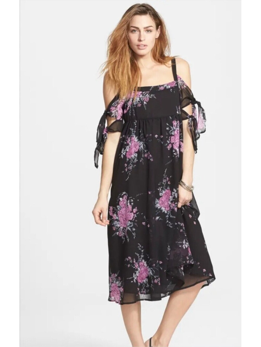 Free People Black Floral 90s Witch Whimsigoth Dress